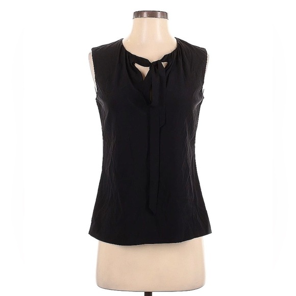 [ TORY BURCH ] Black Tie Neckline Sleeveless Blouse : Like New : 4 - Picture 6 of 7